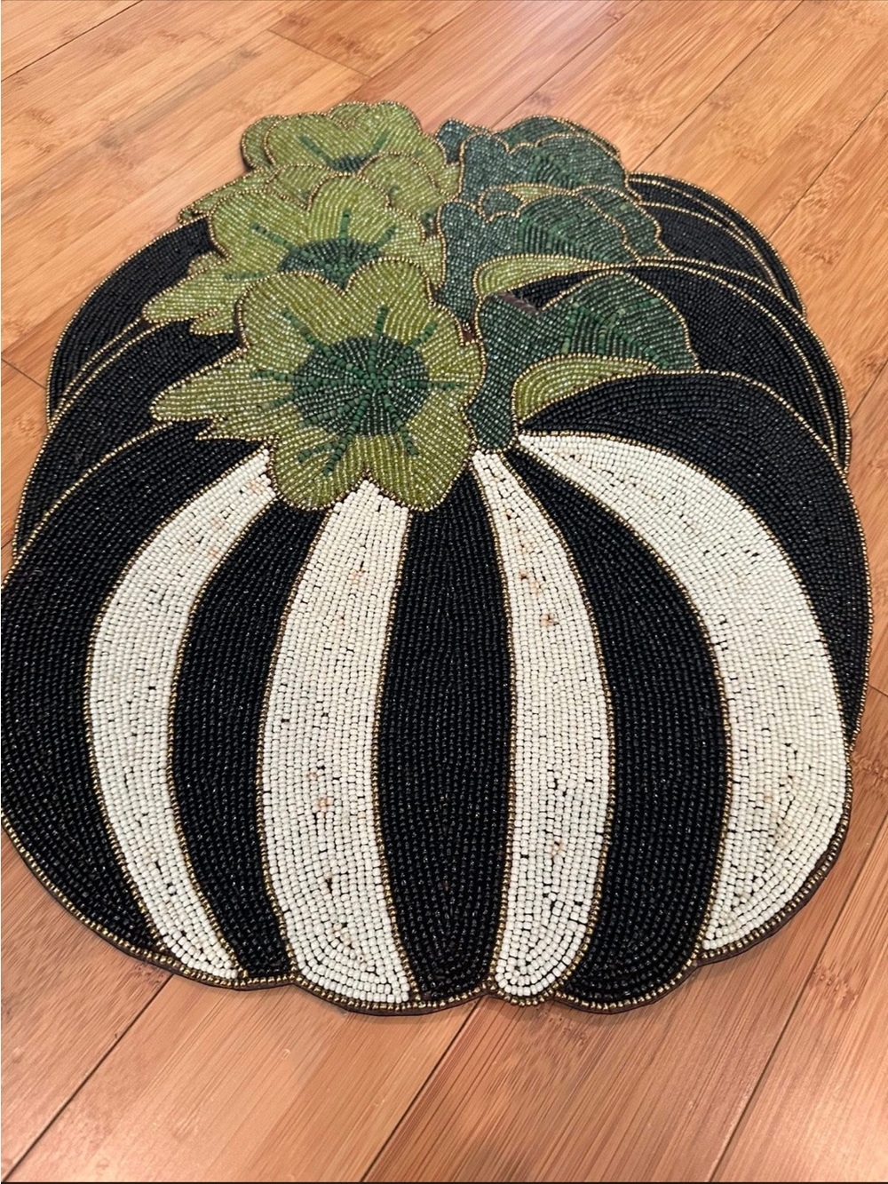 MacKenzie-Childs Black and White Beaded Pumpkin 🎃 placements-6